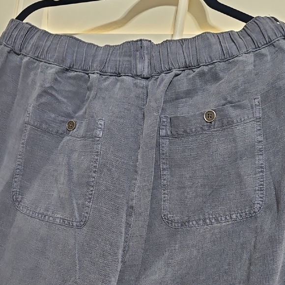 Nicole Miller Women's Blue Cargo Pants Linen Blend - Picture 6 of 6